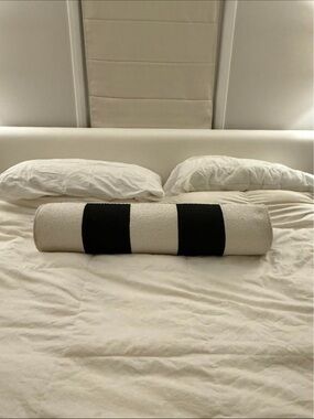 Striped Bolster Accent Pillow - Black and Cream